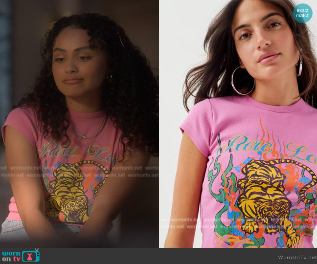 Urban Outfitters Pure Love Tiger Baby Tee worn by Kiela (Daniella Perkins) on Grown-ish
