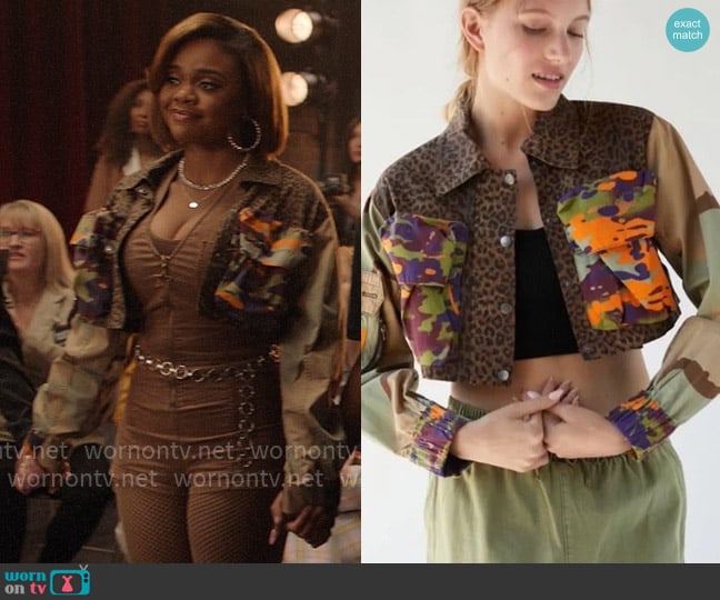Urban Outfitters Cropped Utility Jacket worn by Kourtney (Dara Renee) on High School Musical The Musical The Series