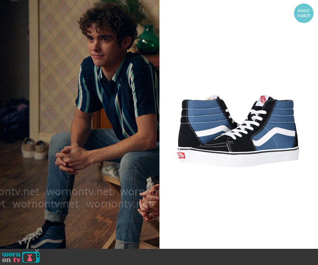 Vans Sk8-Hi Sneakers in Navy worn by Ricky (Joshua Bassett) on High School Musical The Musical The Series