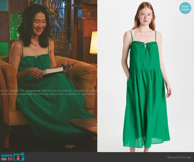 Velvet Farrah Dress in Emerald worn by Laurel (Jackie Chung) on The Summer I Turned Pretty