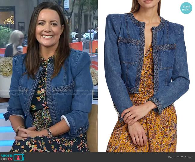 Veronica Beard Arrowe Denim Jacket in Stone Bright Blu worn by Michelle Icard on Today