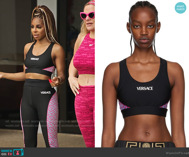 Versace Black Greca Sport Bra worn by  on The Real Housewives Ultimate Girls Trip