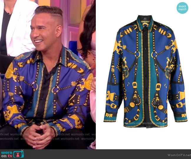 Versace Medusa Harness-Print Silk Sport Shirt worn by Mike Sorrentino on The View