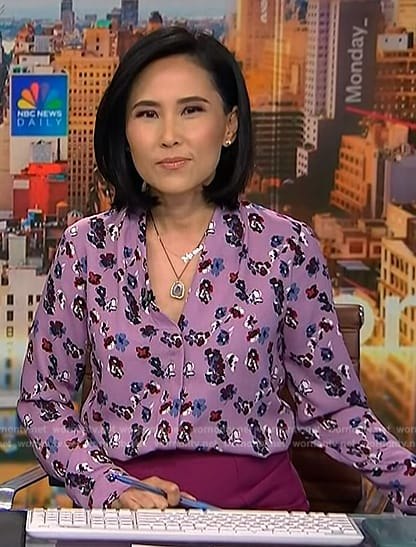 Vicky’s purple floral blouse on NBC News Daily