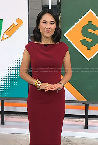 Vicky’s burgundy sheath dress on Today