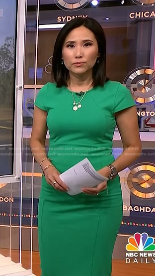 Vicky’s green cap sleeve dress on NBC News Daily