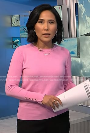 Vicky’s pink button sleeve sweater on NBC News Daily