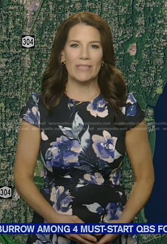 Heather’s navy floral print dress on Good Morning America