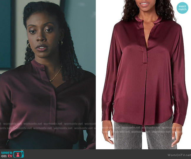 Vince Band Collar Blouse worn by Kate Sacker (Condola Rashad) on Billions