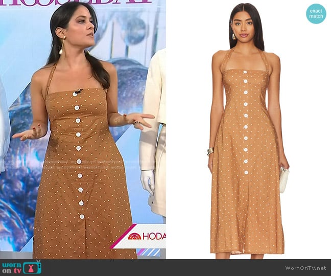 We Wore What Halter Button Up Midi Dress worn by Donna Farizan on Today