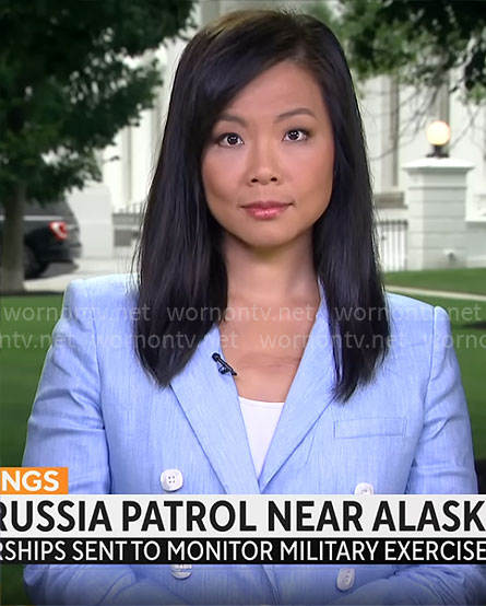 Weijia Jiang’s light blue blazer on CBS Mornings