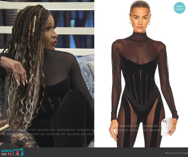 Wolford X Mugler Flock Shaping Bodysuit worn by Sheree Whitefield on The Real Housewives of Atlanta