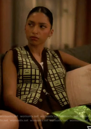 Zaara’s checkered vest on Grown-ish