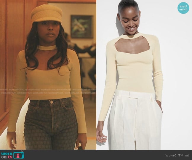 Zara Knit Choker Top in Ecru worn by Jemma St. John (Judae'a) on The Chi
