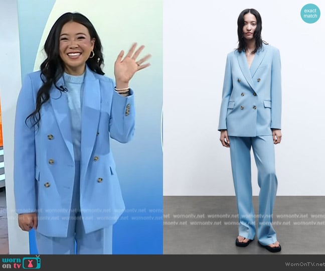 Zara Tailored Double Breasted Blazer worn by Vivian Tu on Today