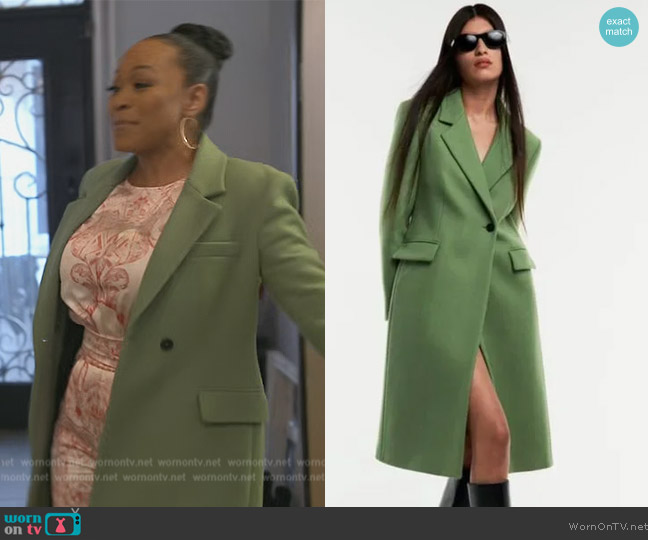 Zara Wool Blend Fitted Coat worn by Monyeta on The Real Housewives of Atlanta