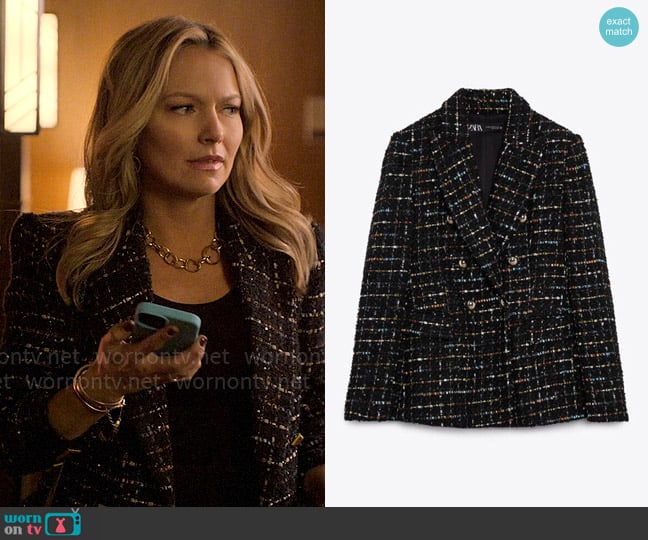 Zara Textured Double Breasted Blazer worn by Lorna Crane (Becki Newton) on The Lincoln Lawyer