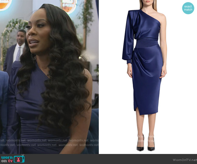 I Got You Satin Midi-Dress Zhivago worn by Sanya Richards-Ross on The Real Housewives of Atlanta