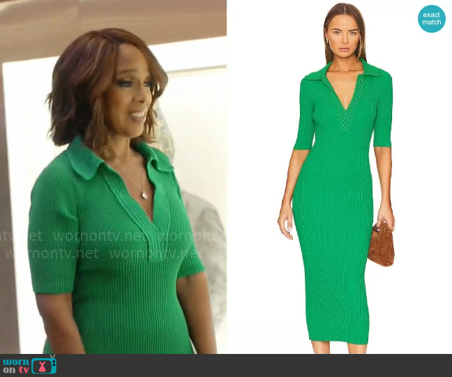 A.L.C. Adrian Dress in Clover worn by Gayle King on CBS Mornings