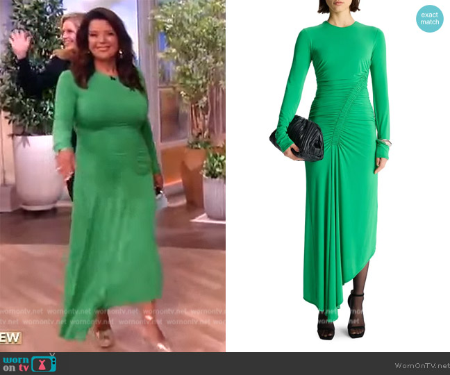 A.L.C. Adeline Long Sleeve Asymmetric Hem Dress worn by Ana Navarro on The View