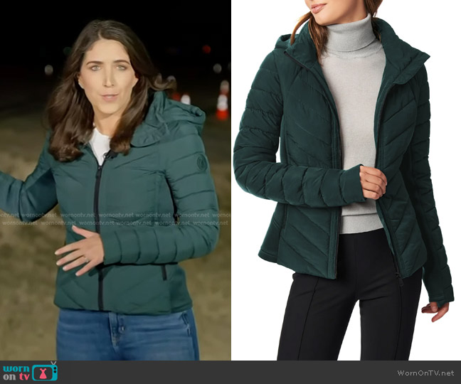 Bernard Hooded Quilted Jacket in Dark Forest worn by Liz Kreutz on Today