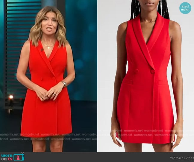 Alice + Olivia Latoya Sleeveless Blazer Minidress worn by Kit Hoover on Access Hollywood