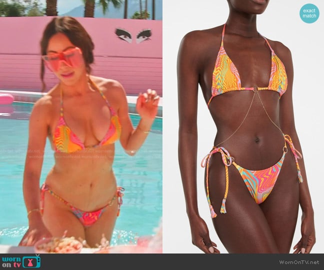 Bananhot Chain Printed Bikini Top worn by Angie Katsanevas on The Real Housewives of Salt Lake City