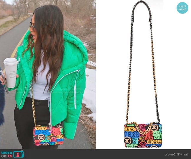 Chanel Wallet On Chain Bag in Neon/Black worn by Lisa Barlow on The Real Housewives of Salt Lake City