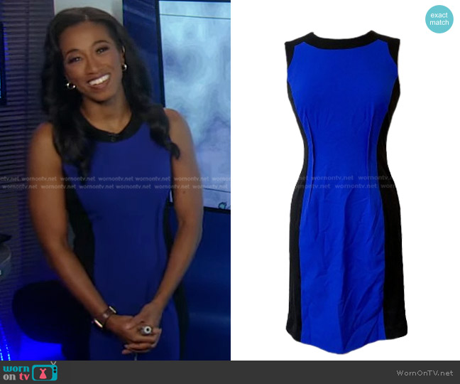 Calvin Klein Colorblock Sleeveless Sheath Dress worn by Brittany Bell on Good Morning America