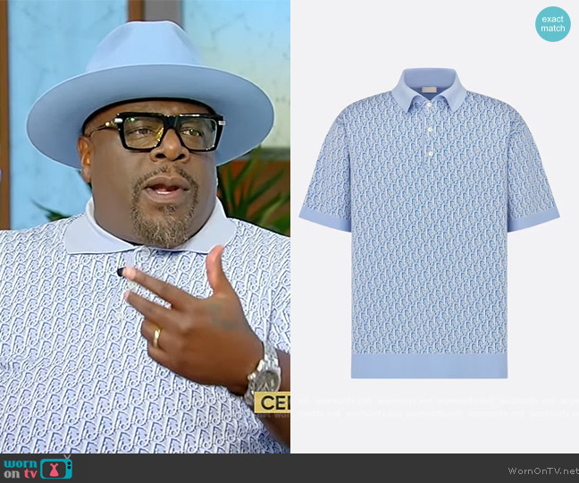 Dior Oblique Polo Shirt worn by Cedric the Entertainer on Tamron Hall Show