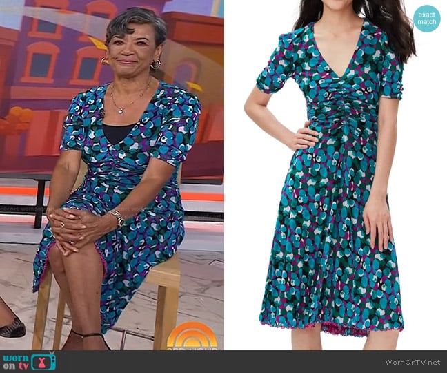 Diane von Furstenberg Koren Reversible Dress in n Tiny Tiger Lily and Leopard Spots Pool Party worn by Sonia Manzano on Today