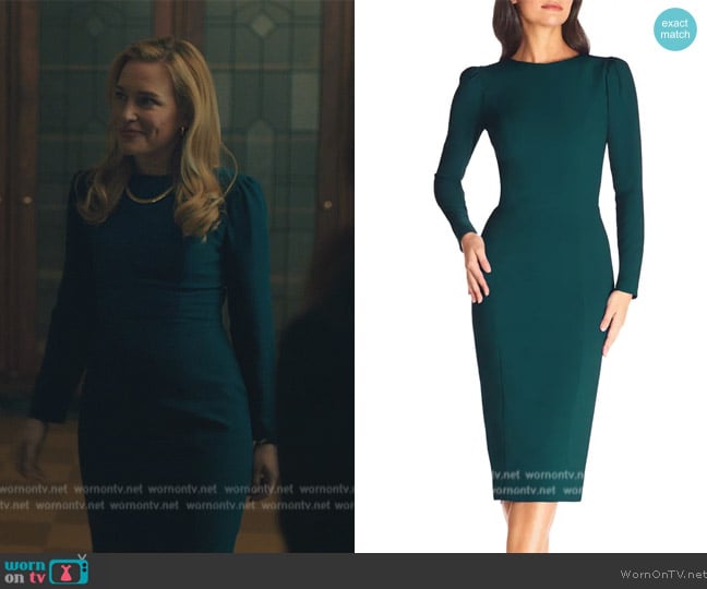 Dress the Population Nadia Long Sleeve Scoop Back Midi Dress worn by (Piper Perabo) on Billions