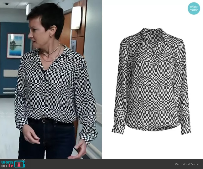 Elie Tahari Contorted Check Silk Blouse worn by Stephanie Gosk on NBC News Daily