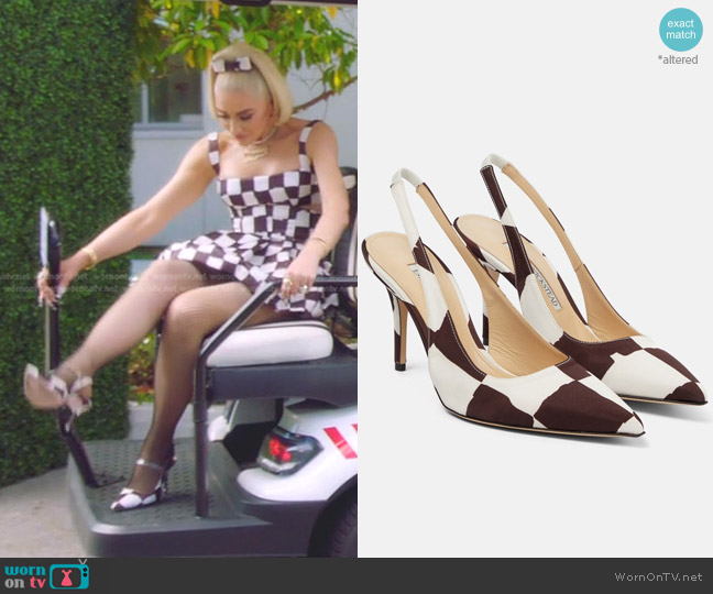 Emilia Wickstead Paloma printed slingback pumps worn by Gwen Stefani on The Voice