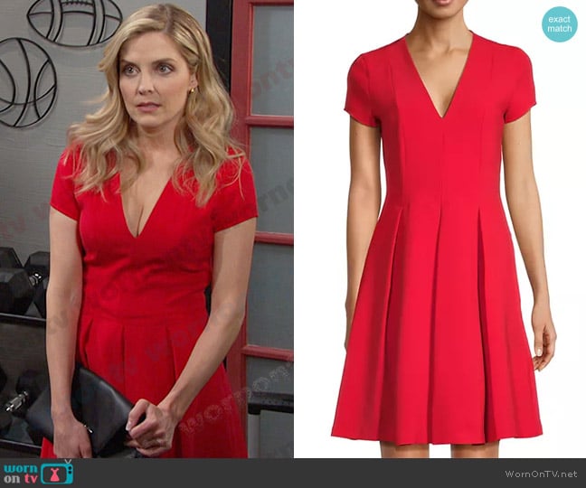 Emporio Armani Paneled Fit-And-Flare Minidress worn by Theresa Donovan (Jen Lilley) on Days of our Lives