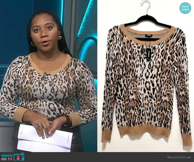 Express Animal Print Sweater worn by Kay Angrum on NBC News Daily