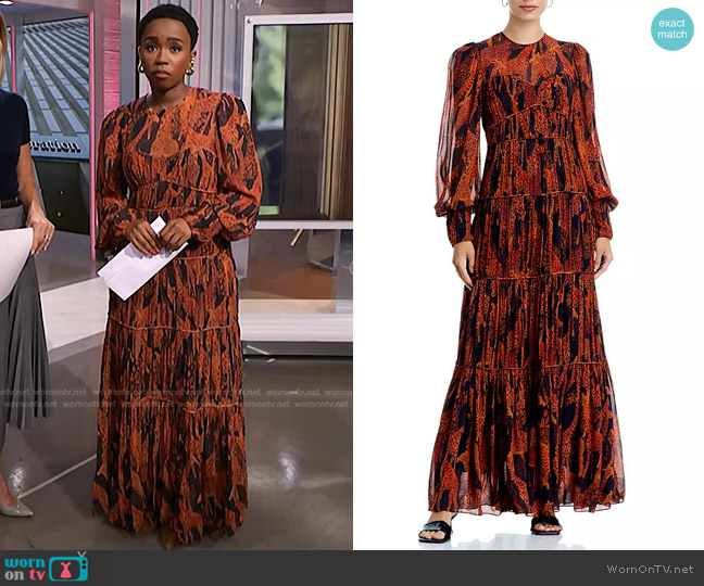 Farm Rio Giraffes Puff Sleeve Maxi Dress worn by Zinhle Essamuah on NBC News Daily