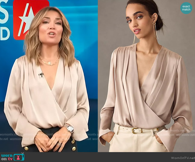 Favorite Daughter The Date Blouse Bodysuit worn by Kit Hoover on Access Hollywood