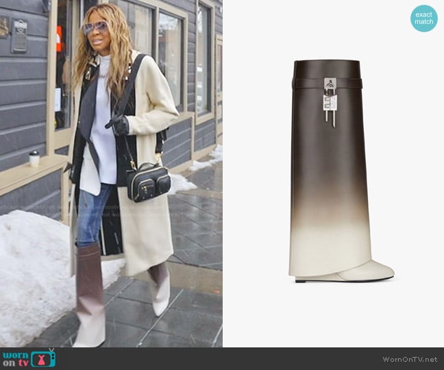 Givenchy Shark Lock boots in leather ombre worn by Mary Cosby on The Real Housewives of Salt Lake City