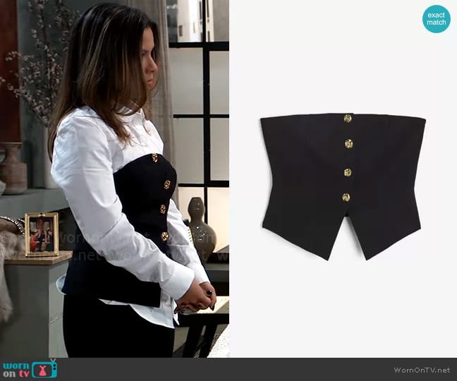H&M Corset Style Top worn by Alison 'Blaze' Rogers (Jacqueline Grace Lopez) on General Hospital
