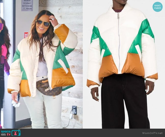 Khrisjoy Colour-Block Puffer Jacket worn by Lisa Barlow on The Real Housewives of Salt Lake City