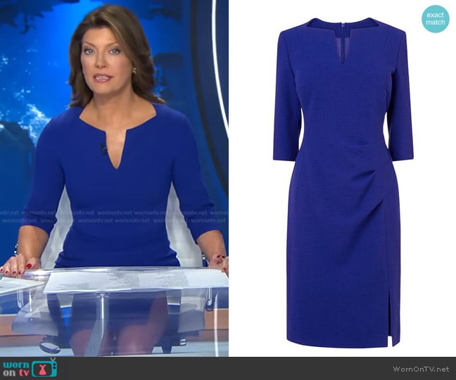 L.K. Bennett Kiel Pleat Dress worn by Norah O'Donnell on CBS Evening News