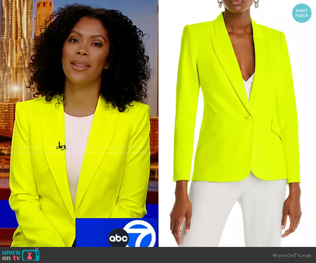 L'Agence Chamberlain Tailored Blazer in Chartreuse worn by Shirleen Allicot on Good Morning America