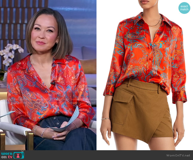 L'Agence Dani Silk Blouse worn by Eva Pilgrim on Good Morning America