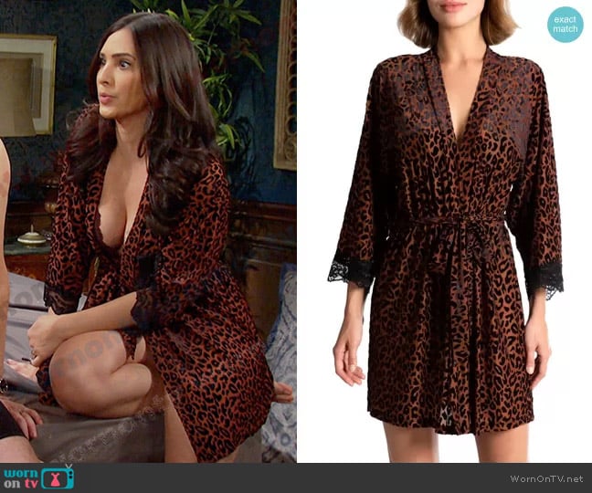 In Bloom by Jonquil Leopard Print Velvet Wrap worn by Gabi Hernandez (Camila Banus) on Days of our Lives