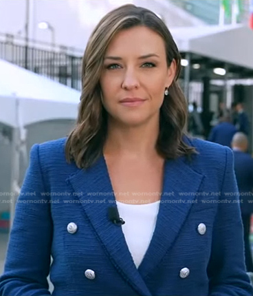Mary’s navy tweed blazer on Good Morning America