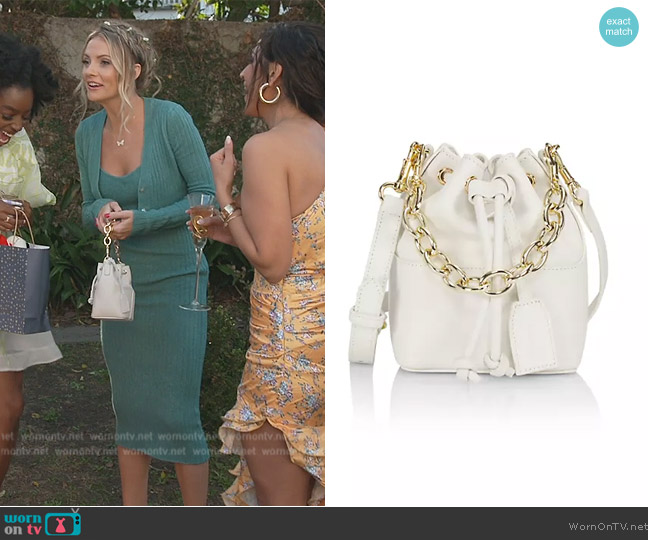 Max + Min Bonnie Leather Bucket Bag worn by Taylor Ann Green on Southern Charm