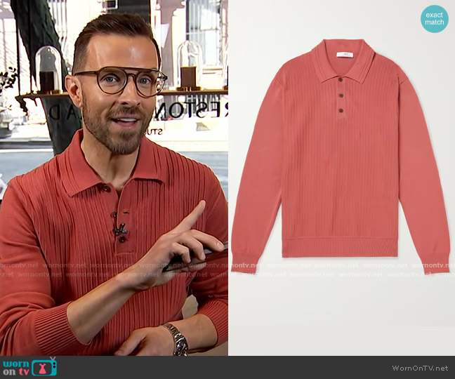 Mr P. Ribbed Cotton-Jersey Polo Shirt worn by Preston Konrad on Access Hollywood