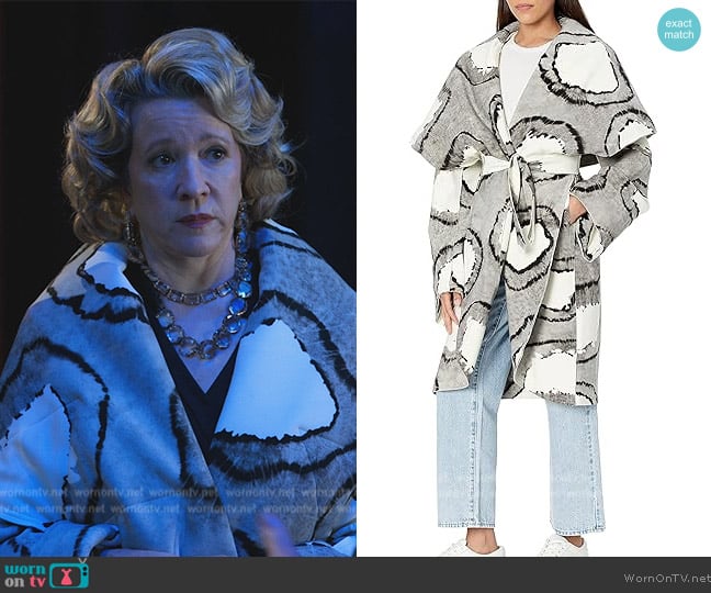 Norma Kamali Wrap Coat worn by (Linda Emond) on Only Murders in the Building