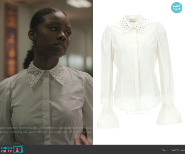 Rabanne Crystal-collar flared-cuff shirts worn by Jemma St. John (Judae'a) on The Chi